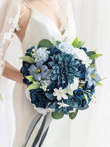 Navy Blue Wedding Artificial Flower Bouquets Bride