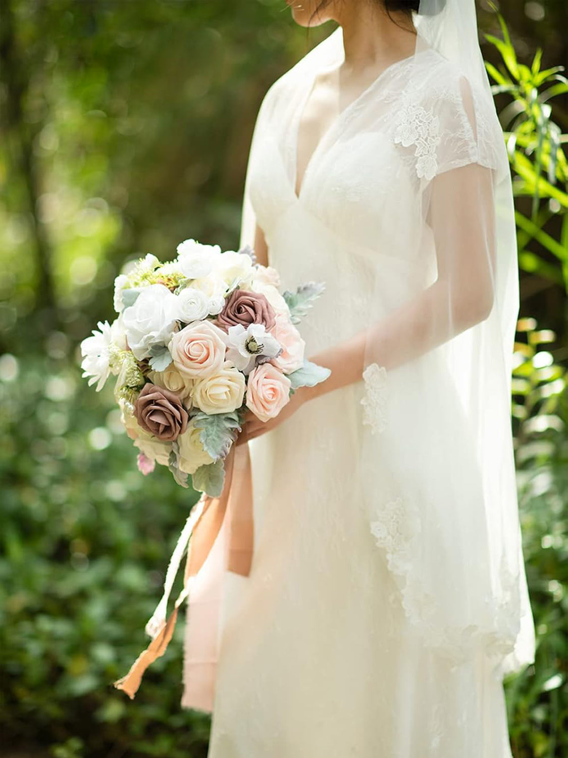 Dusty Rose & Cream Wedding Artificial Flower Bouquets Bride