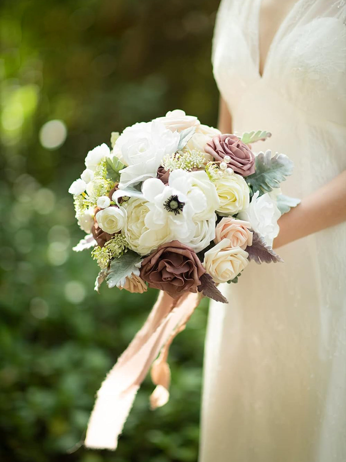 Dusty Rose & Cream Wedding Artificial Flower Bouquets Bride