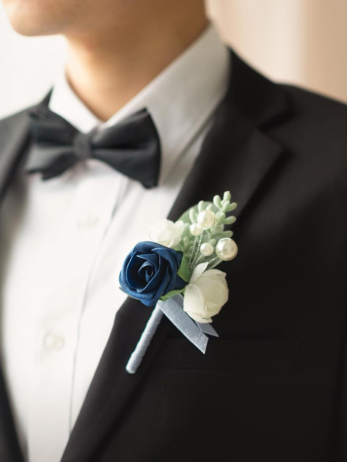 Navy Blue & Dark Blue Groom Groomsmen Boutonniere 6pcs