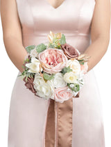 Dusty Rose & Cream Artificial Wedding Flower Bouquets for Bridesmaids