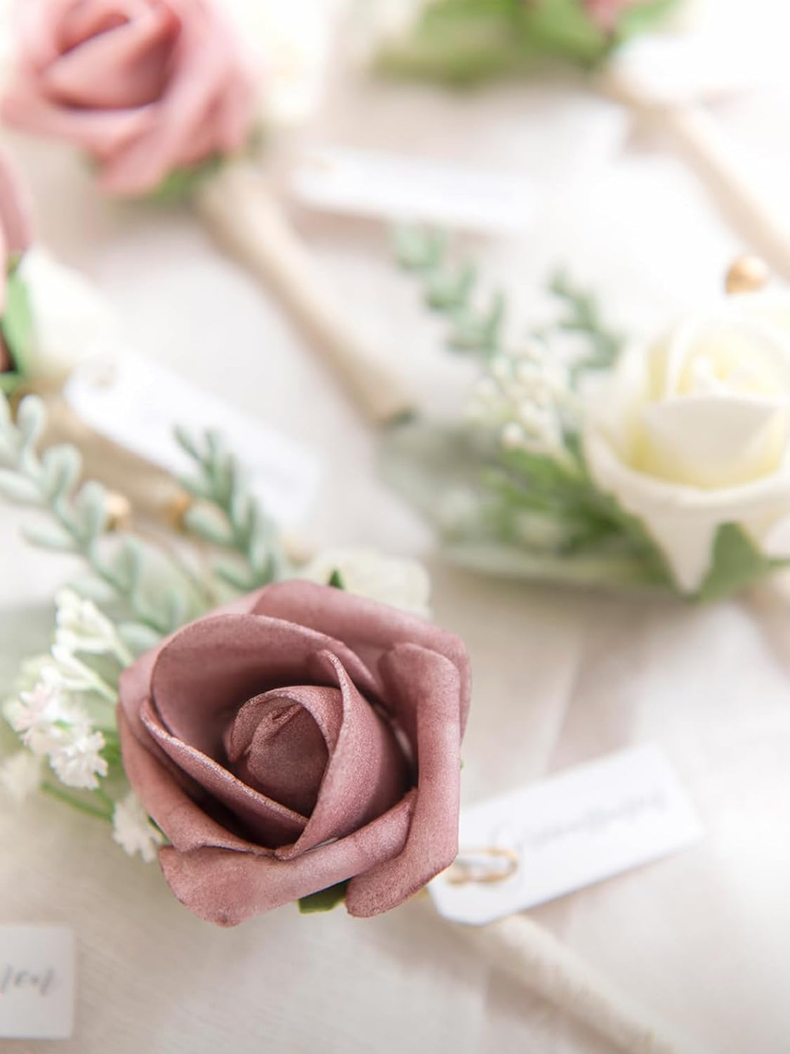 Pink & Dusty Rose Groom Groomsmen Boutonniere 6pcs