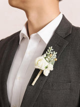 Pink & Dusty Rose Groom Groomsmen Boutonniere 6pcs