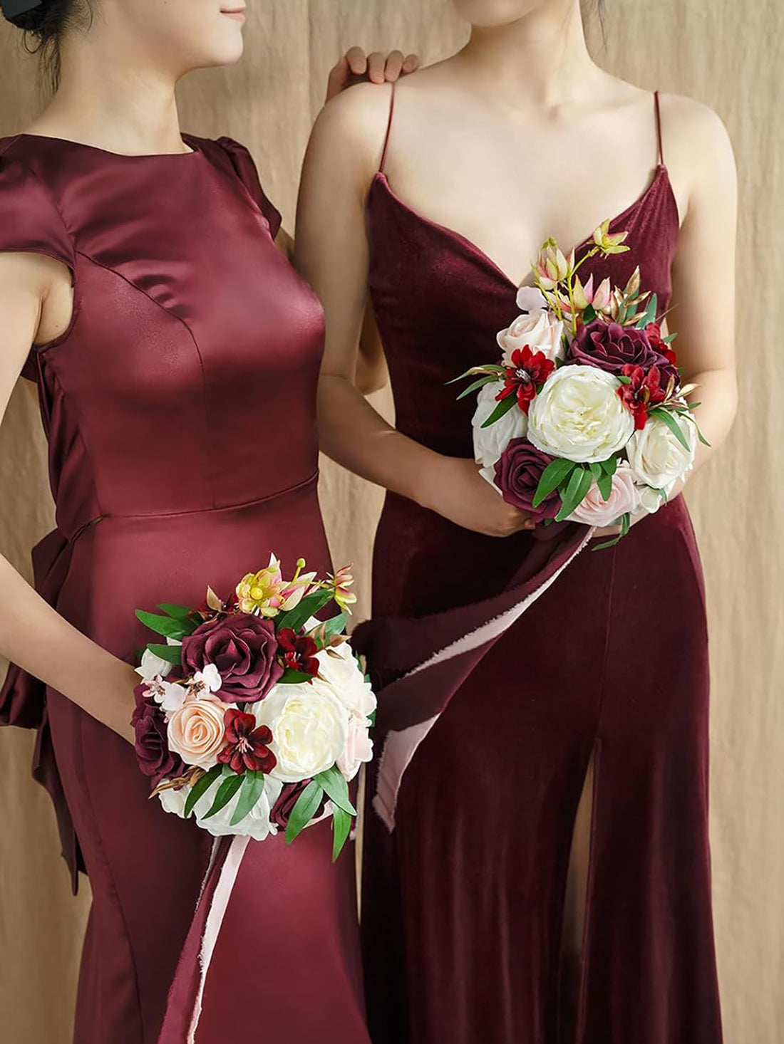 Marsala & Blush Bridesmaid Bouquet 7 Inch Set of 4