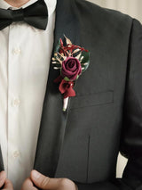 Marsala & Dusty Rose Groom Groomsmen Boutonniere 6pcs