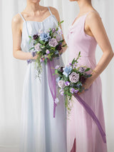 Light Purple Deep Plum Wedding Flowers Bridesmaid Bouquet Set of 4