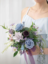 Light Purple Deep Plum Wedding Flowers Bridesmaid Bouquet Set of 4