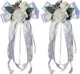 Lilac Decorative Flowers For Wedding Car Mirror Door Handle Bow 14 Inch 2 Pack