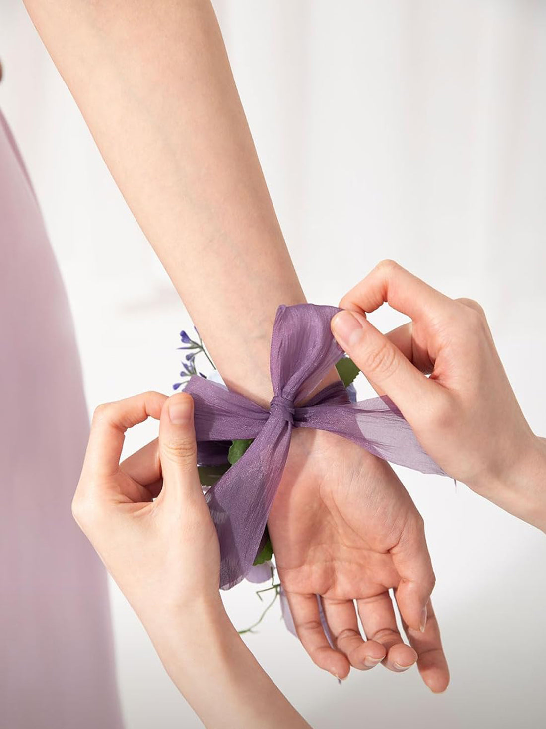 Dusty Rose & Pink Wedding Wrist Corsage Artificial Flowers 6pcs