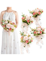 Blush Garden Artificial Wedding Flowers Bridesmaid Bouquet Set of 4