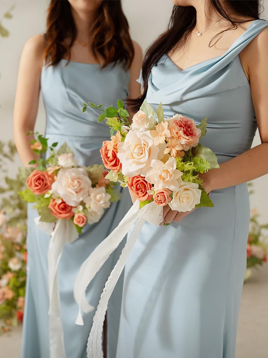 Blush Garden Bridesmaid Bouquets – 4-Piece Set, 7 Inch