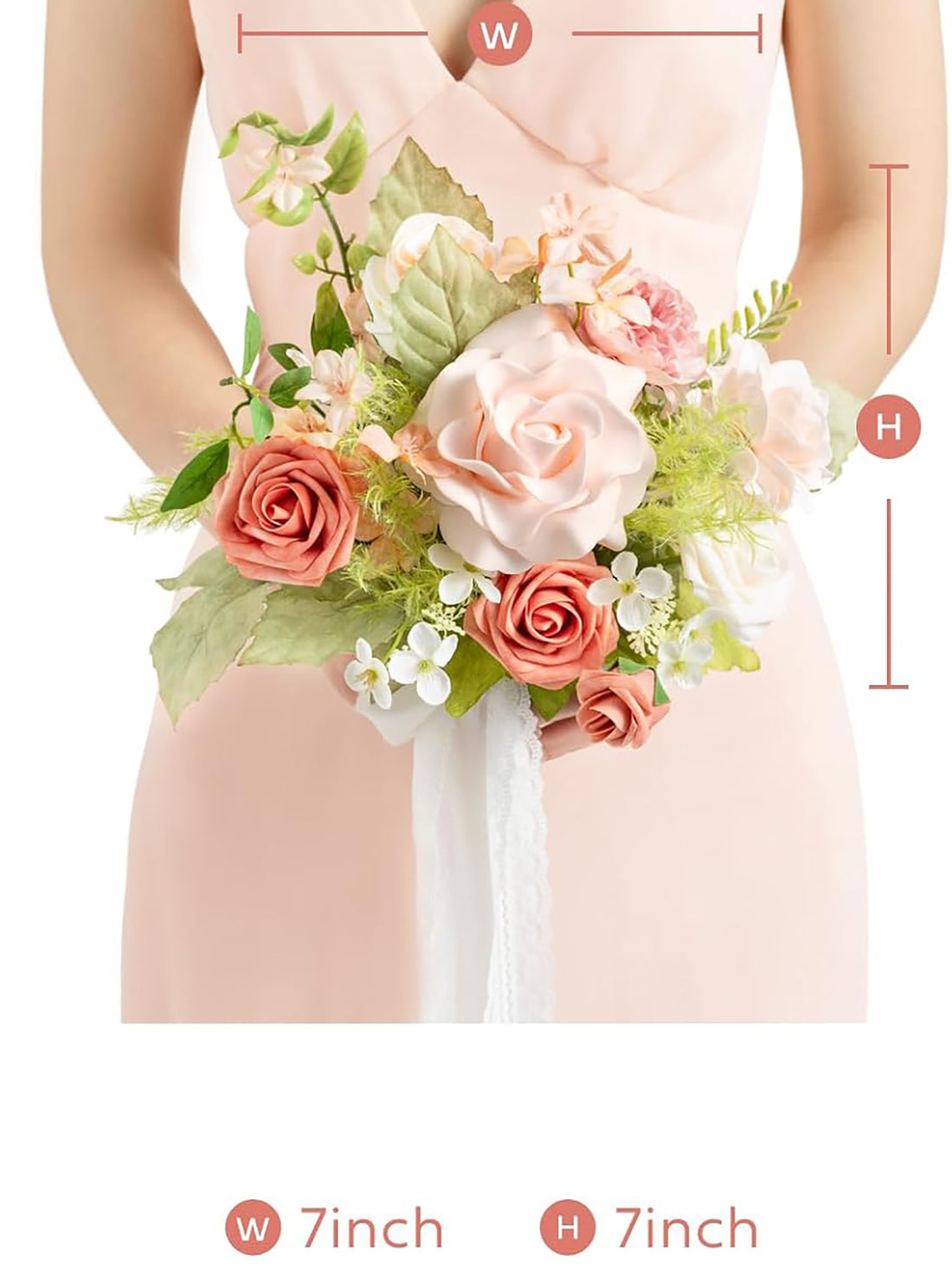 Blush Garden Bridesmaid Bouquets – 4-Piece Set, 7 Inch