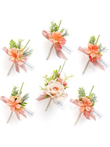 Blush Garden & Pink 6pcs Groom Groomsmen Boutonniere