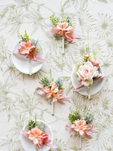 Blush Garden & Pink 6pcs Groom Groomsmen Boutonniere