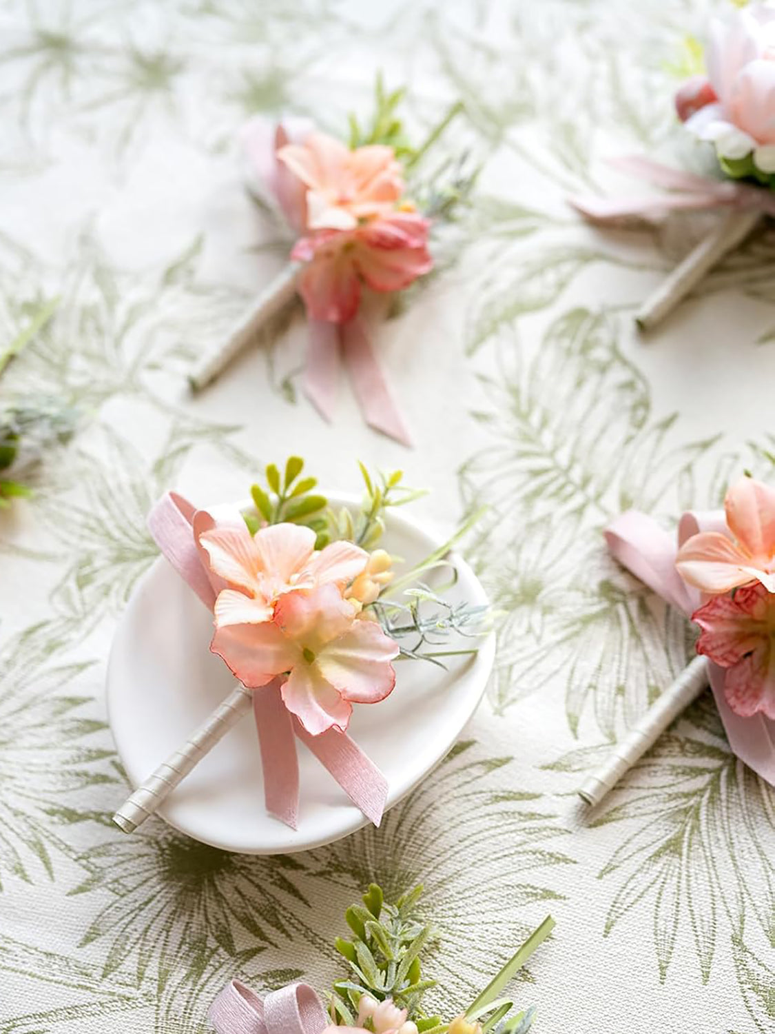Blush Garden & Pink 6pcs Groom Groomsmen Boutonniere