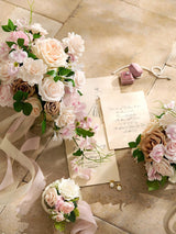 Sand Beige Artificial Wedding Flowers Bridesmaid Bouquet Set of 4