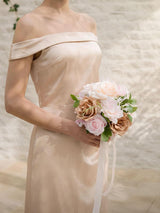 Sand Beige Artificial Wedding Flowers Bridesmaid Bouquet Set of 4