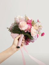 Powder Pink & Berry Pink Wedding Flowers Bridesmaid Bouquet Set of 4