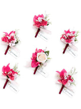 Blush & Hot Pink 6pcs Groom Groomsmen Boutonniere