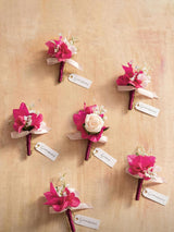 Blush & Hot Pink 6pcs Groom Groomsmen Boutonniere
