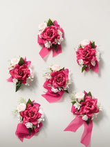 Hot Pink & Magenta Wedding Wrist Corsage Artificial Flowers