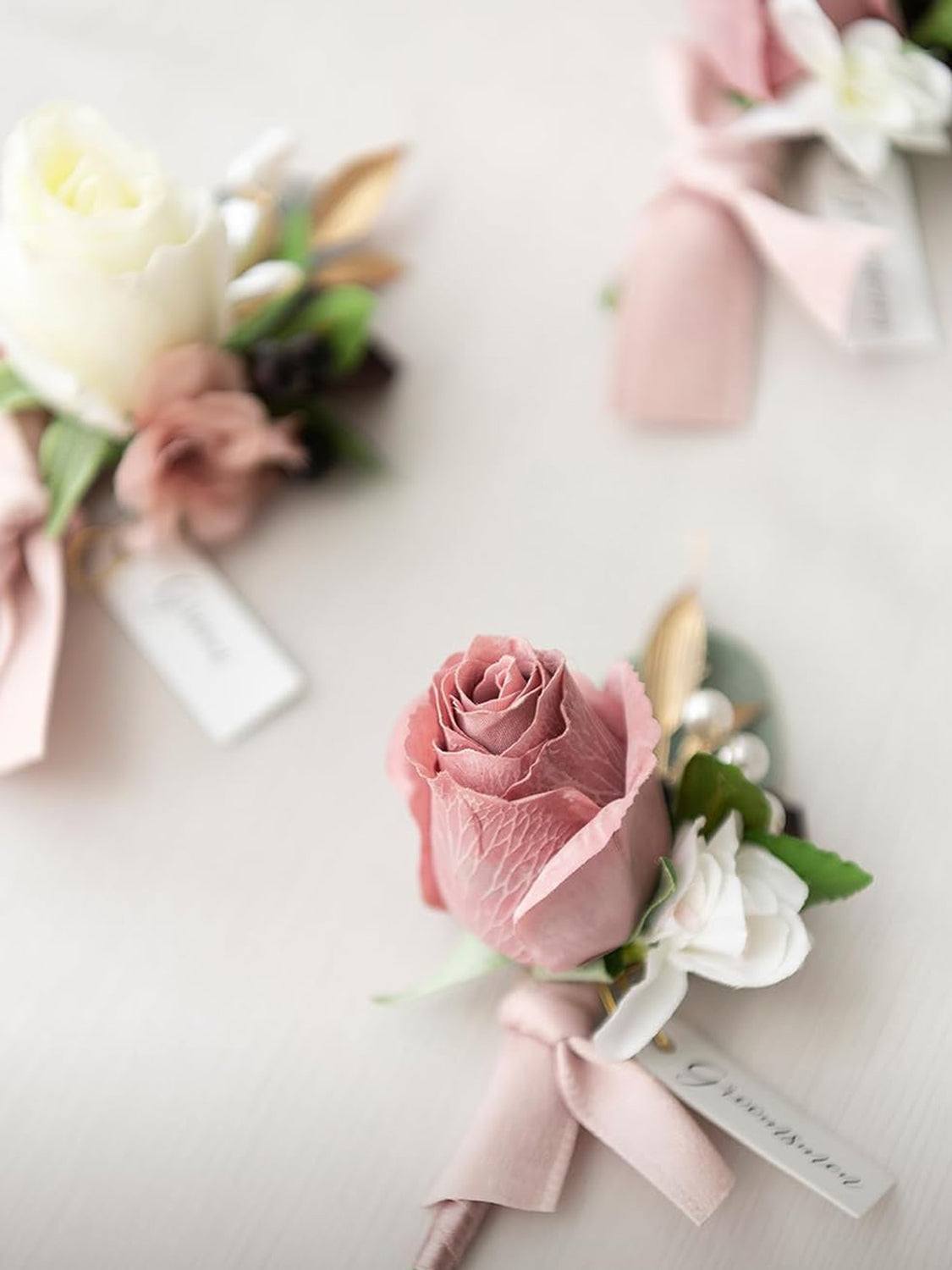 Dusty Rose & Mauve 6pcs Groom Groomsmen Boutonniere