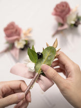 Dusty Rose & Mauve 6pcs Groom Groomsmen Boutonniere