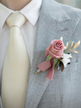 Dusty Rose & Mauve 6pcs Groom Groomsmen Boutonniere