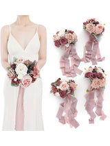 Dusty Rose & Mauve Wedding Flowers Bridesmaid Bouquet Set of 4