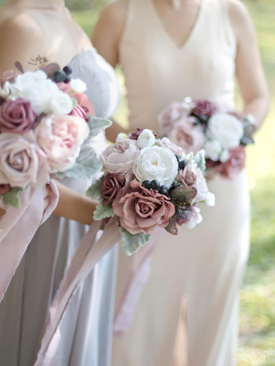 Dusty Rose & Mauve Wedding Flowers Bridesmaid Bouquet Set of 4