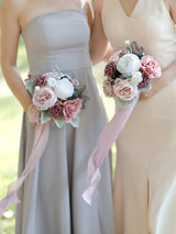 Dusty Rose & Mauve Wedding Flowers Bridesmaid Bouquet Set of 4