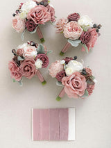 Dusty Rose & Mauve Wedding Flowers Bridesmaid Bouquet Set of 4