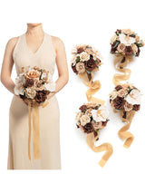 Walnut Brown Flowers Bridesmaid Bouquet Set of 4