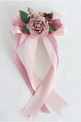 Wedding Car Door Handle Bow Decorative Bouquet 14 Inch Pink 2 Pack