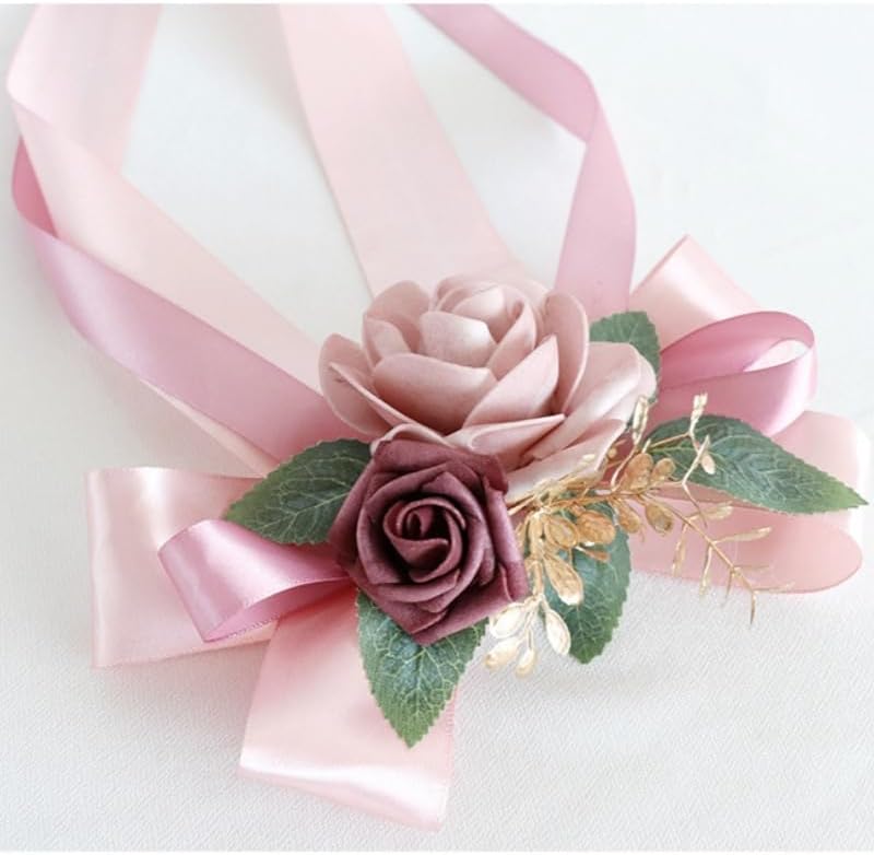 Wedding Car Door Handle Bow Decorative Bouquet 14 Inch Pink 2 Pack
