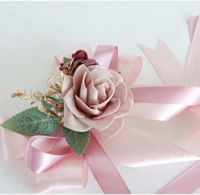 Wedding Car Door Handle Bow Decorative Bouquet 14 Inch Pink 2 Pack