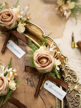 Walnut Brown 6pcs Groom Groomsmen Boutonniere