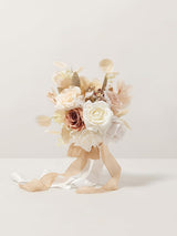 White & Beige Wedding Flowers Bridesmaid Bouquet Set of 4