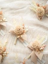 White & Nude 6pcs Groom Groomsmen Boutonniere