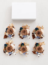 Orange & Navy 6pcs Wedding Wrist Corsage Artificial Flowers