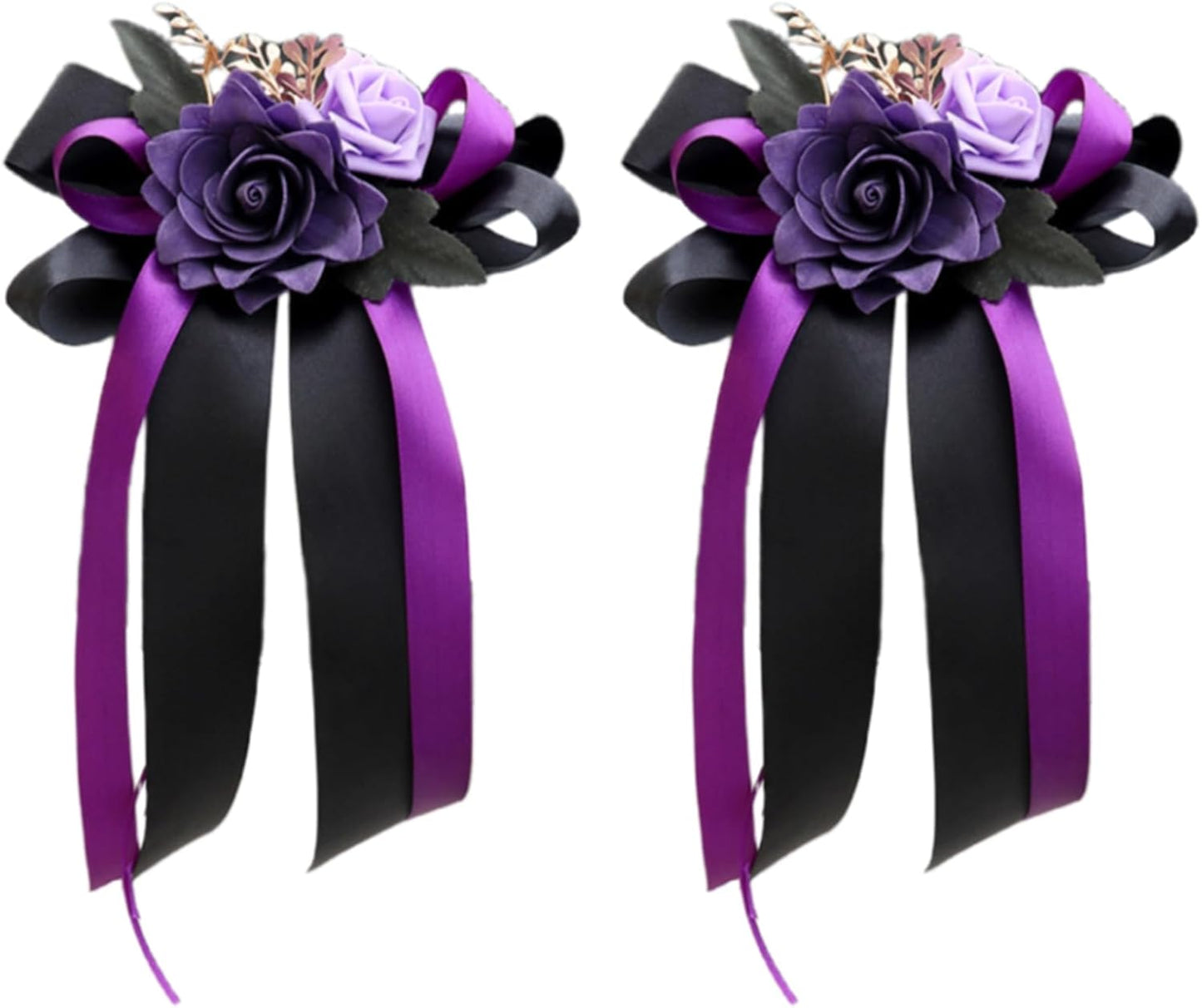 Purple Wedding Car Mirror Bow Decorative Bouquet 14 Inch Door Handle