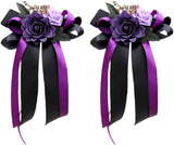Purple Wedding Car Mirror Bow Decorative Bouquet 14 Inch Door Handle