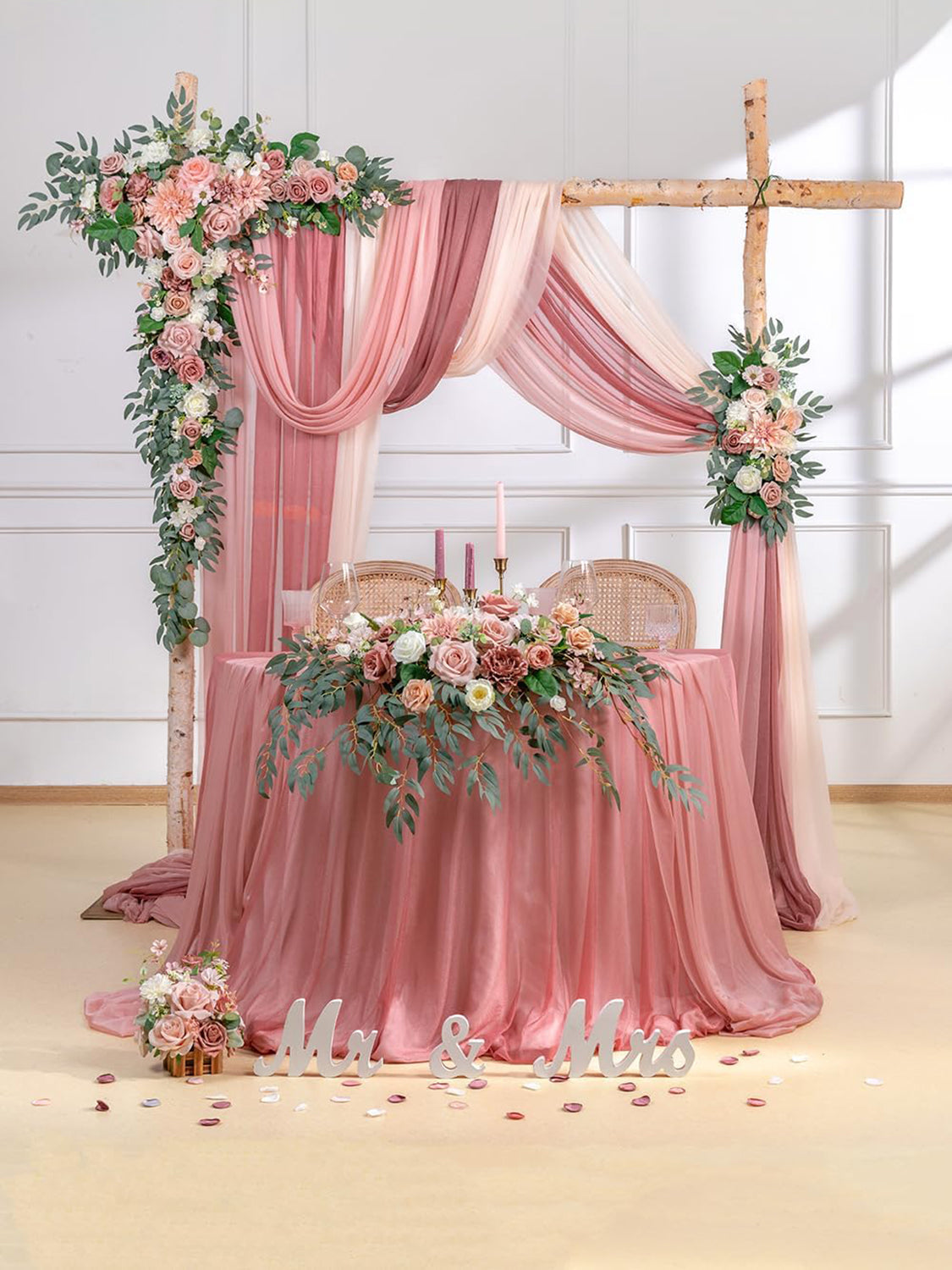 Dusty Rose & Cream Wedding Centerpiece Artificial Sweetheart Flower Swag Pack of 3 34 Inch