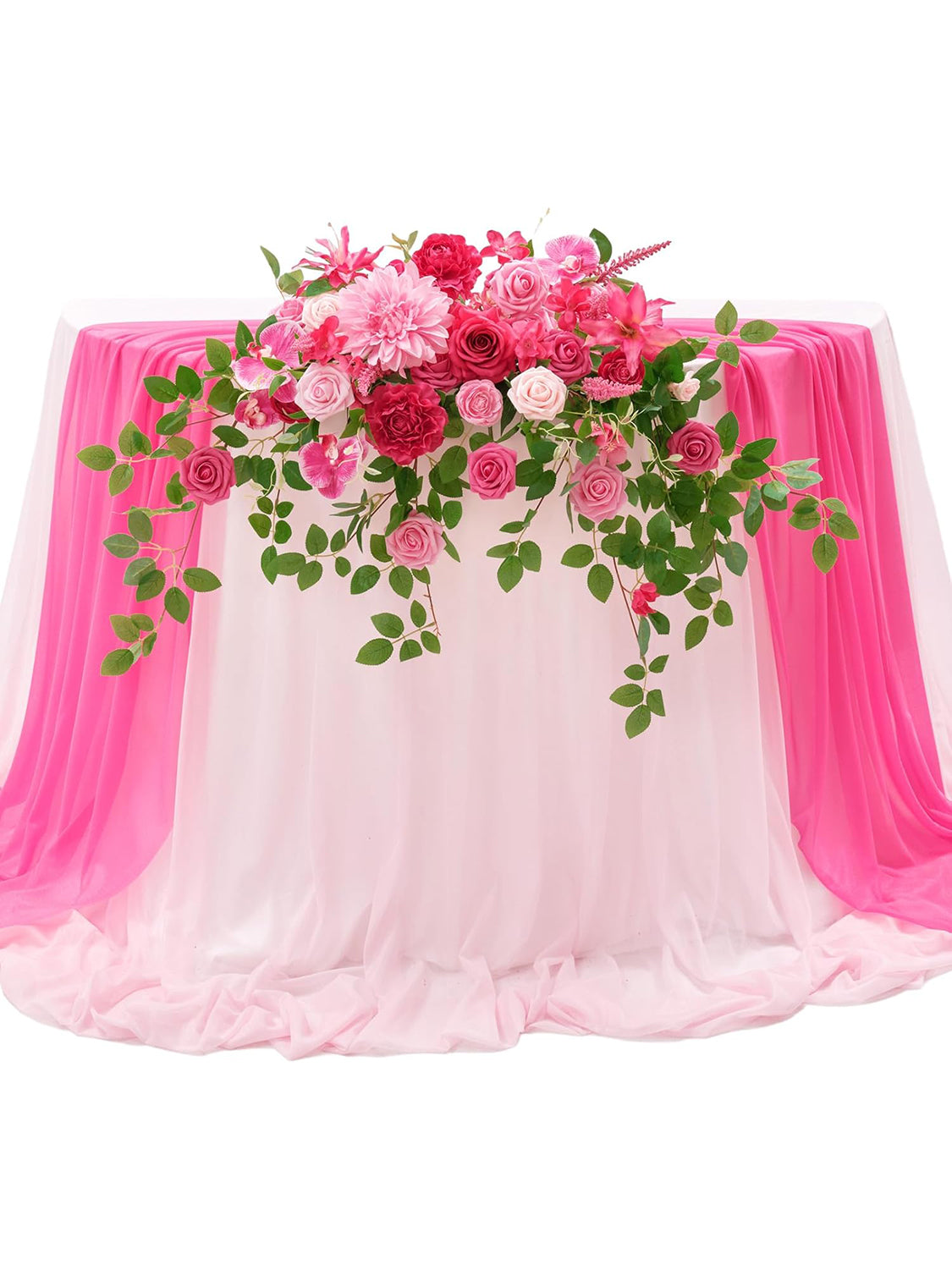 Hot Pink Wedding Centerpiece Artificial Sweetheart Flower Swag 47.2 Inch Pack of 3