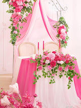 Hot Pink Wedding Centerpiece Artificial Sweetheart Flower Swag 47.2 Inch Pack of 3