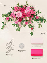 Hot Pink Wedding Centerpiece Artificial Sweetheart Flower Swag 47.2 Inch Pack of 3