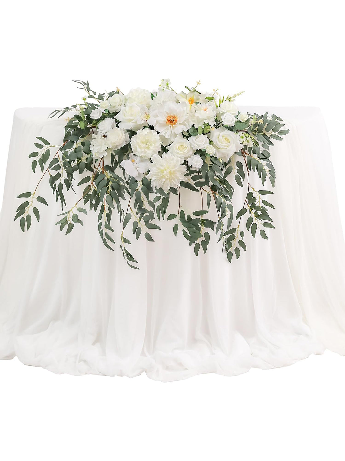 Ivory White Wedding Centerpiece Artificial Sweetheart Flower Swag 23.6 Inch Pack of 3
