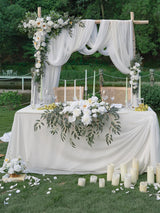 Ivory White Wedding Centerpiece Artificial Sweetheart Flower Swag 23.6 Inch Pack of 3
