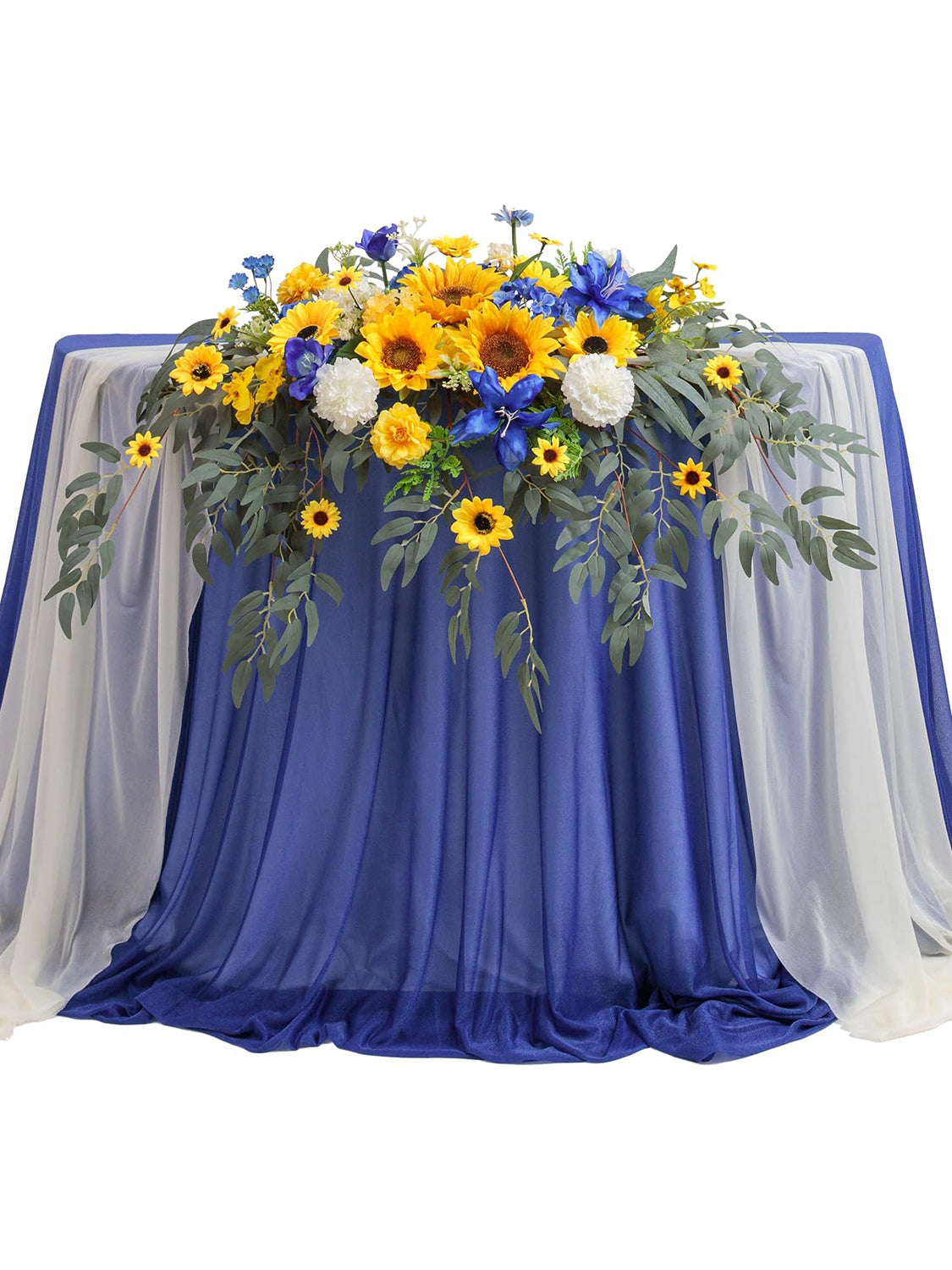 Sunflower & Royal Blue Wedding Centerpiece Artificial Sweetheart 31.5 Inch Pack of 3