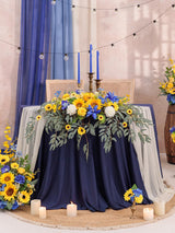 Sunflower & Royal Blue Wedding Centerpiece Artificial Sweetheart 31.5 Inch Pack of 3